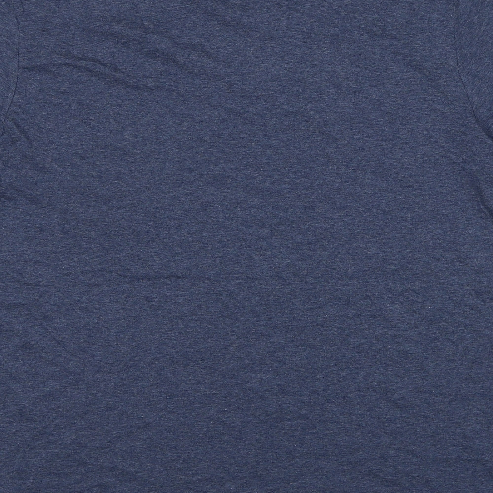 Marks and Spencer Mens Blue Cotton T-Shirt Size L Round Neck