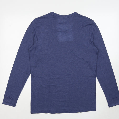 Marks and Spencer Mens Blue Acrylic T-Shirt Size M Round Neck