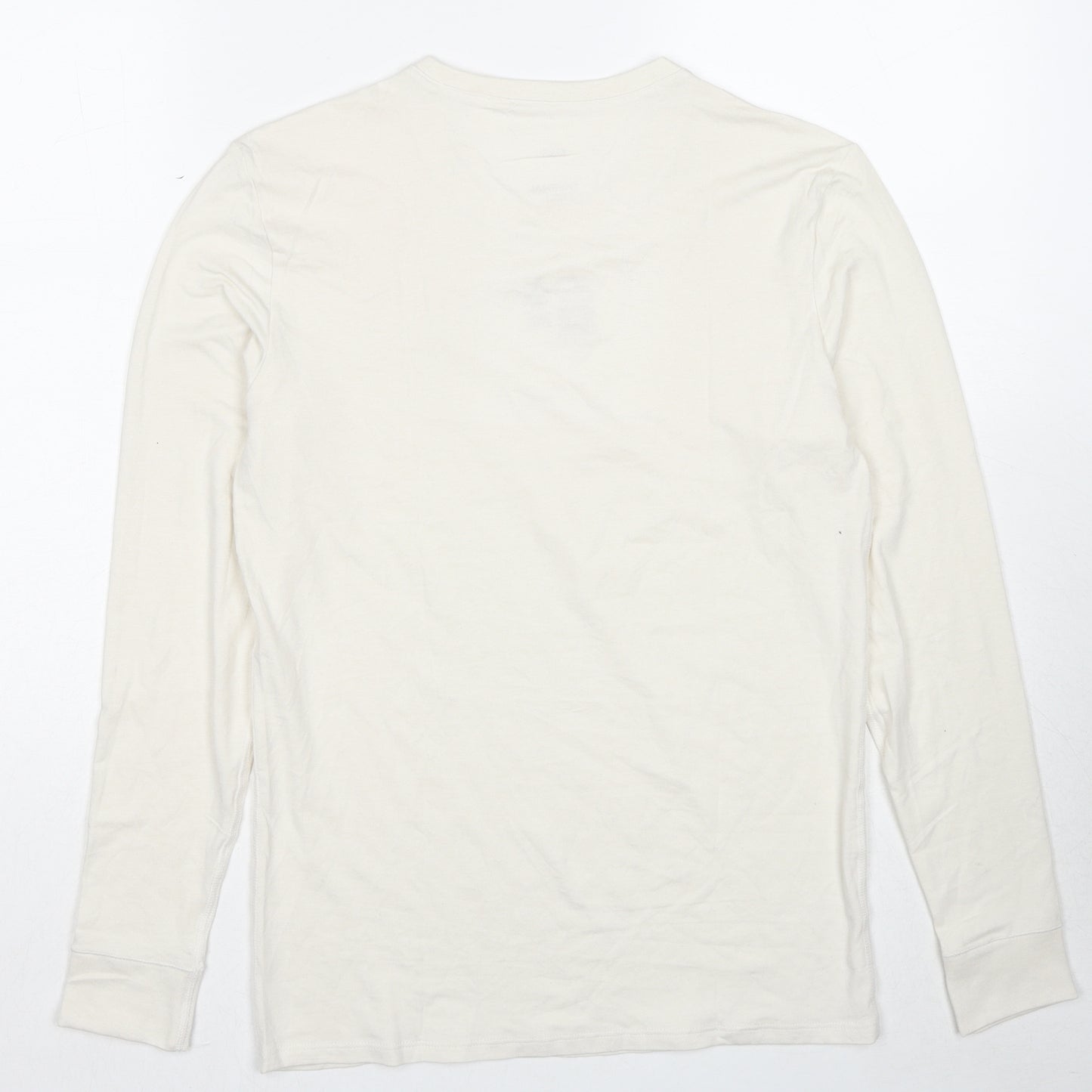 Marks and Spencer Mens White Acrylic T-Shirt Size M Round Neck