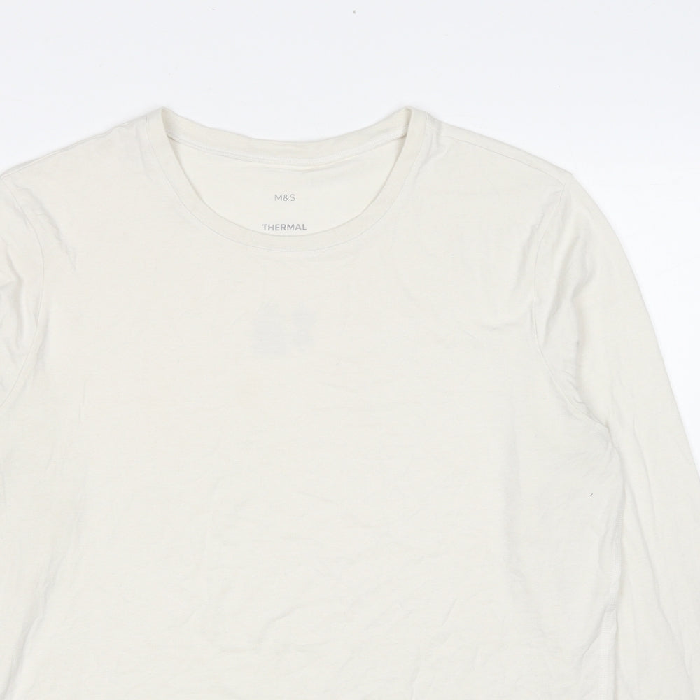 Marks and Spencer Mens White Acrylic T-Shirt Size M Round Neck