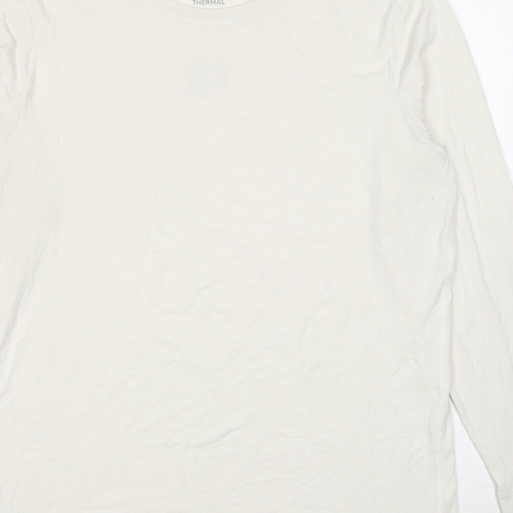 Marks and Spencer Mens White Acrylic T-Shirt Size M Round Neck