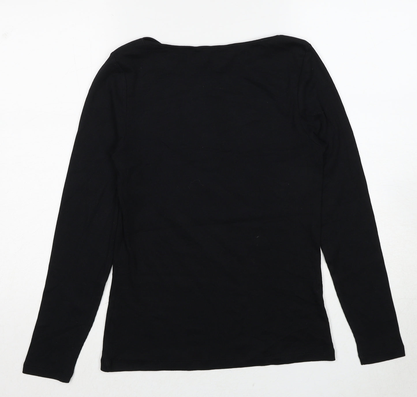 Marks and Spencer Womens Black Boat Neck Cotton Pullover Jumper Size 12