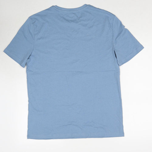 Marks and Spencer Mens Blue Cotton T-Shirt Size L Round Neck