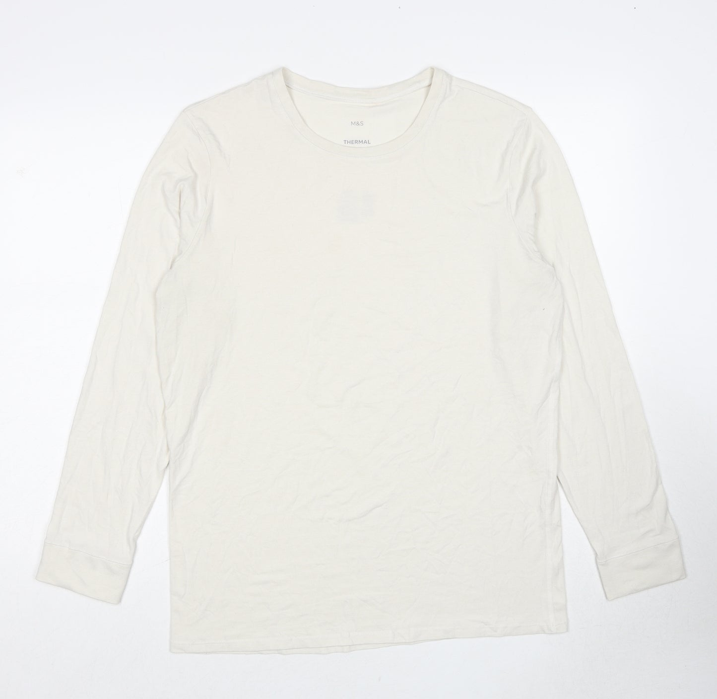 Marks and Spencer Mens White Acrylic T-Shirt Size XL Round Neck