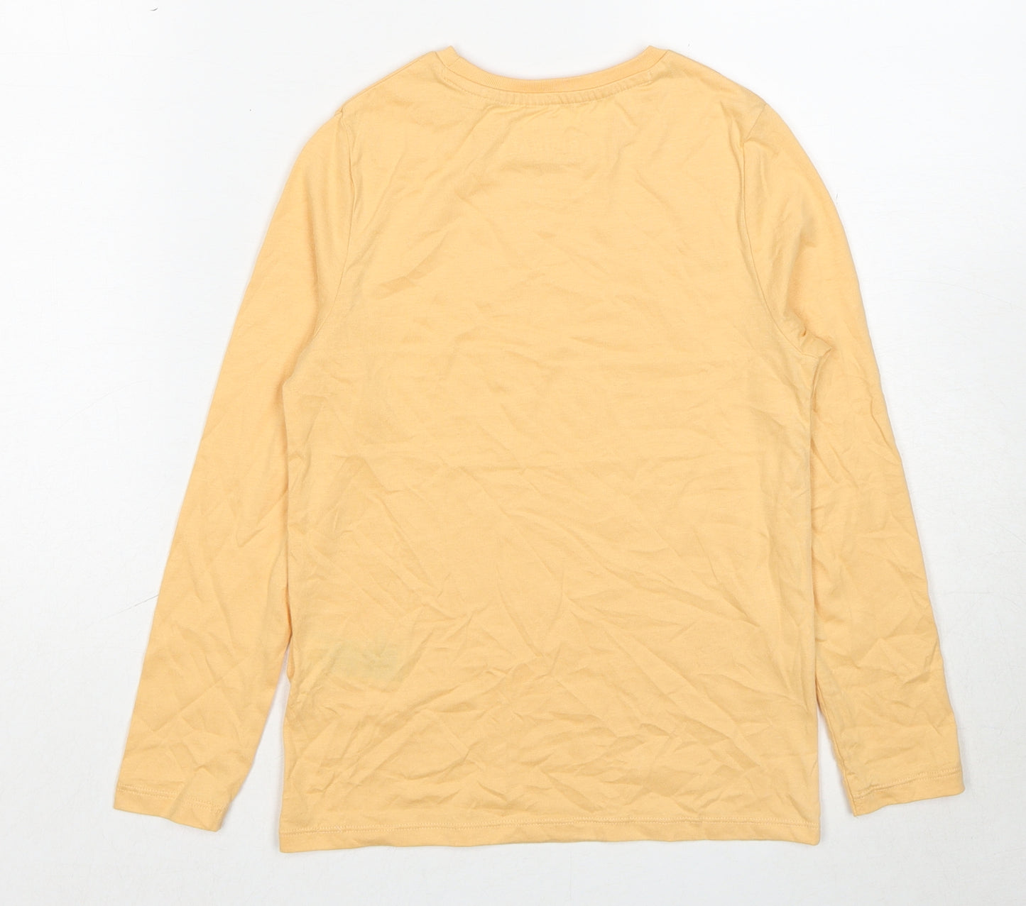 Marks and Spencer Boys Orange Cotton Basic T-Shirt Size 7-8 Years Round Neck Pullover