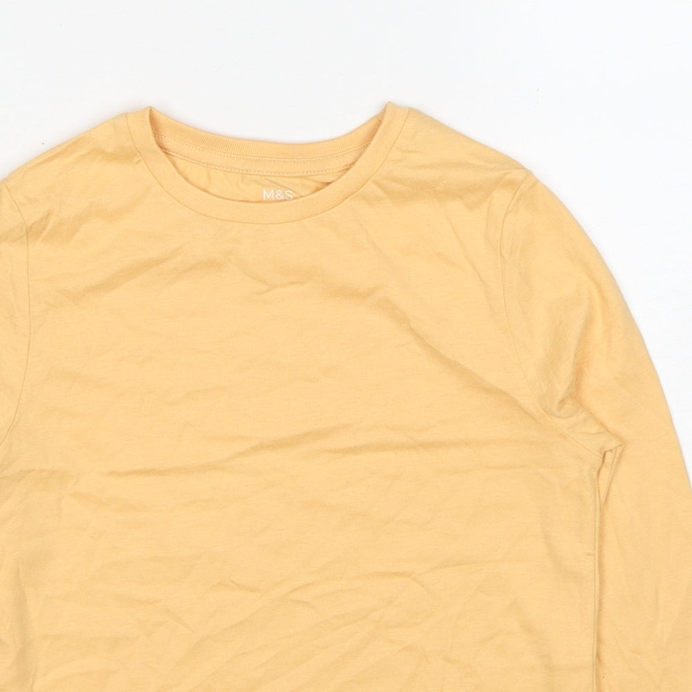 Marks and Spencer Boys Orange Cotton Basic T-Shirt Size 7-8 Years Round Neck Pullover