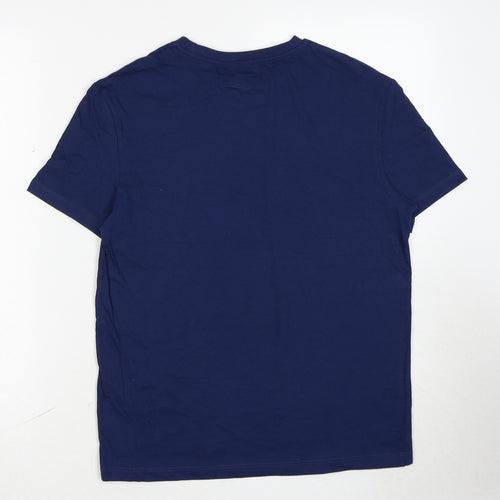 Marks and Spencer Boys Blue Cotton Basic T-Shirt Size 12-13 Years Round Neck Pullover - Today Is A Good Day