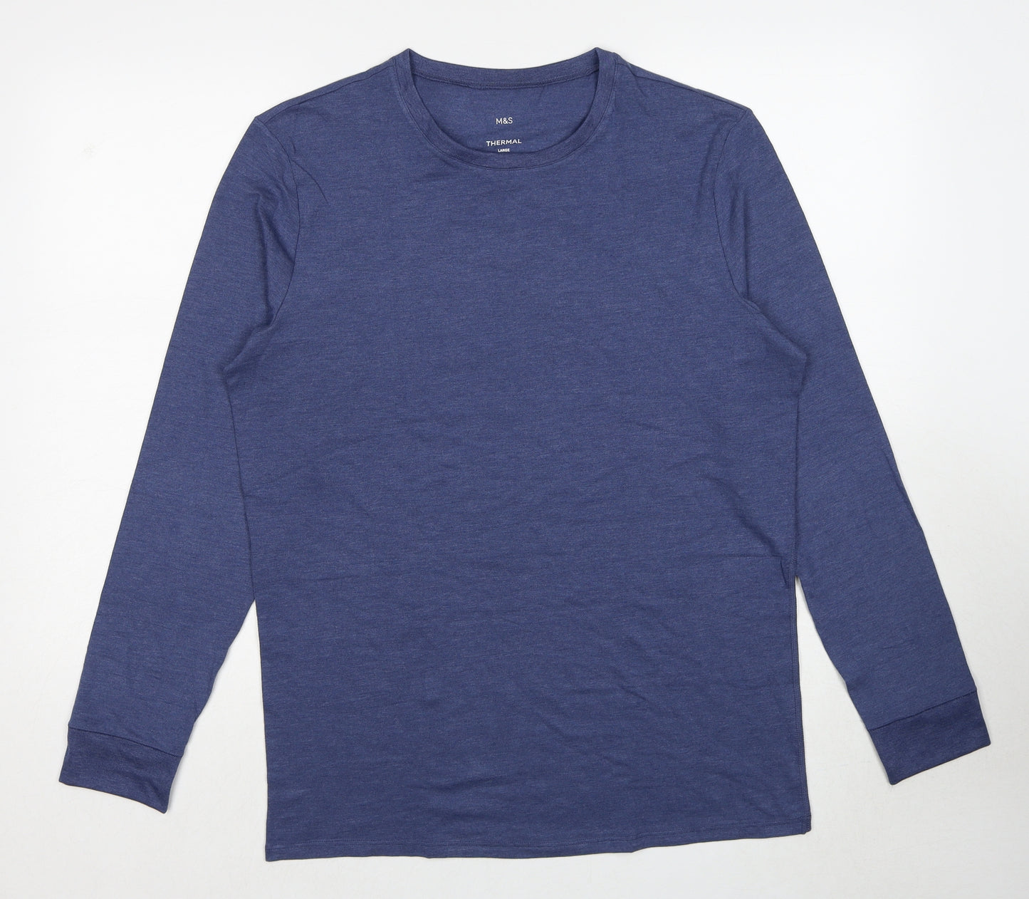 Marks and Spencer Mens Blue Acrylic T-Shirt Size L Round Neck