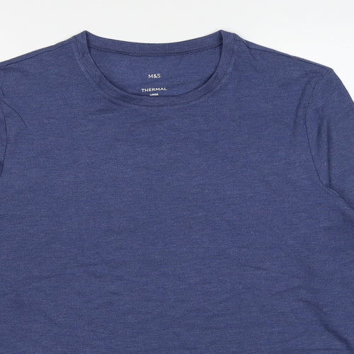 Marks and Spencer Mens Blue Acrylic T-Shirt Size L Round Neck