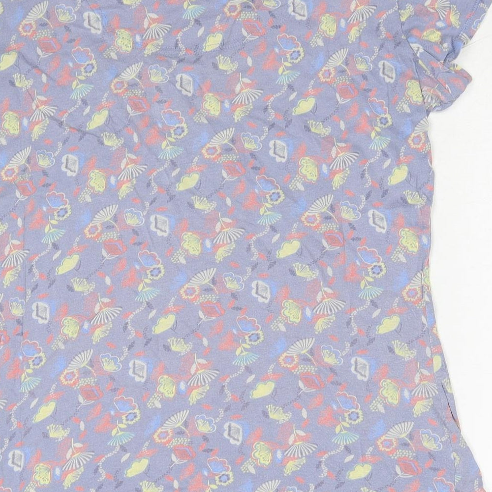 MANTARAY PRODUCTS Womens Purple Geometric Cotton Basic T-Shirt Size 14 Round Neck