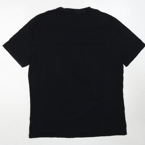 Marks and Spencer Mens Black Cotton T-Shirt Size L Round Neck