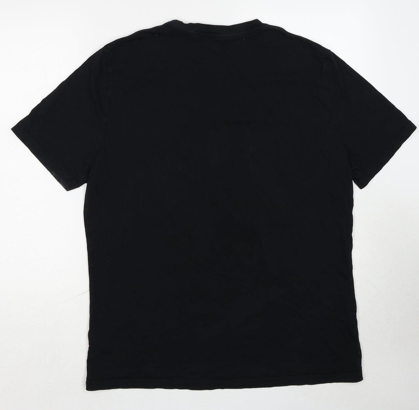 Marks and Spencer Mens Black Cotton T-Shirt Size L Round Neck