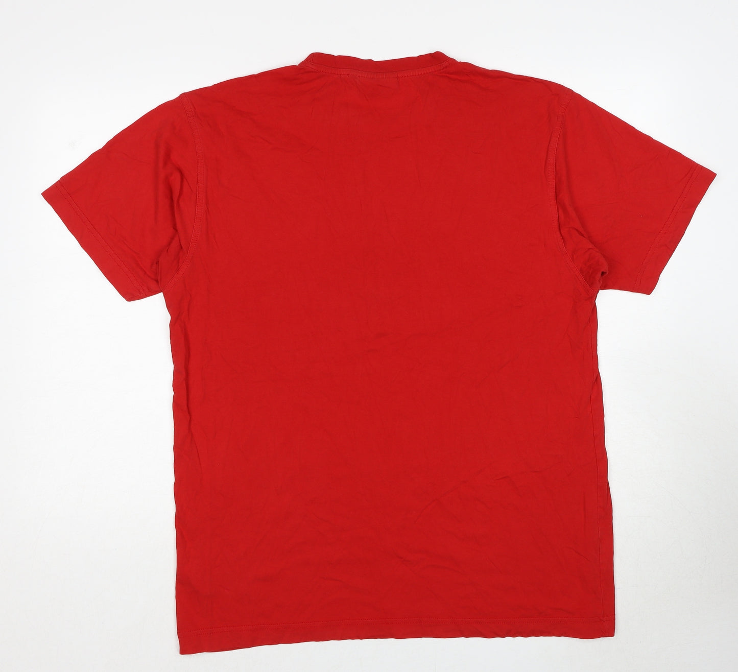 Novoco Mens Red Cotton Basic T-Shirt Size XL Round Neck Pullover