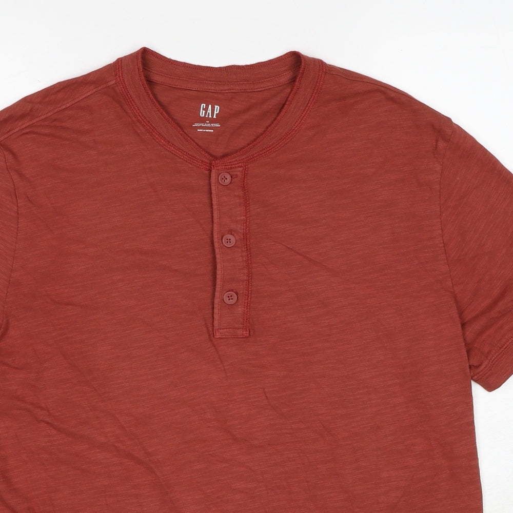 Gap Mens Brown Cotton T-Shirt Size M Round Neck