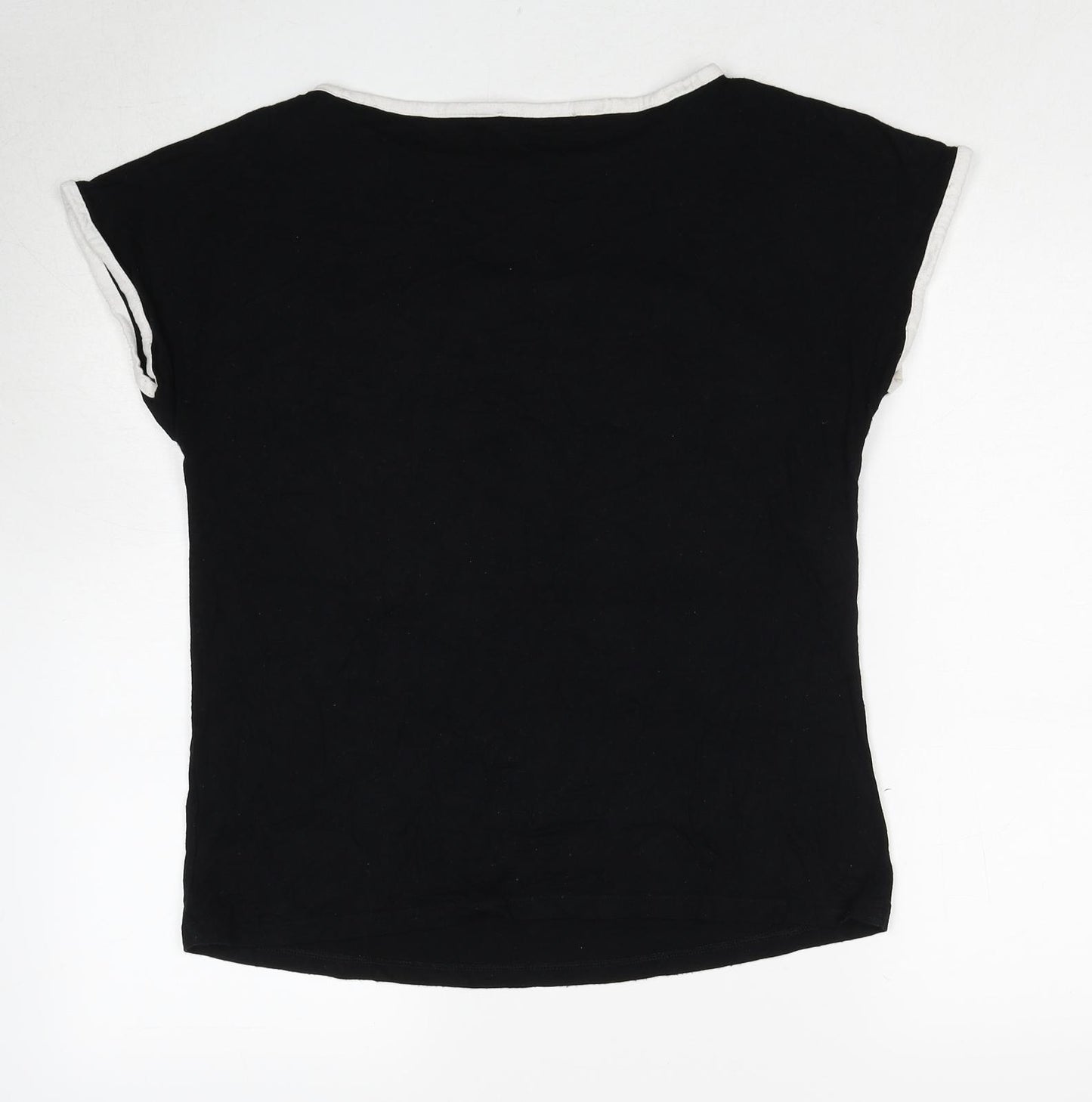 Marks and Spencer Womens Black Viscose Basic T-Shirt Size 10 Round Neck