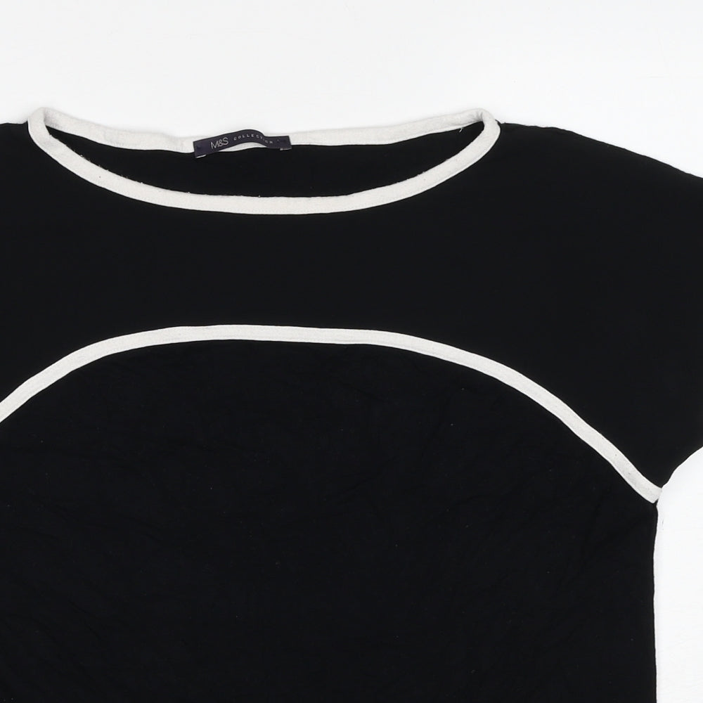Marks and Spencer Womens Black Viscose Basic T-Shirt Size 10 Round Neck