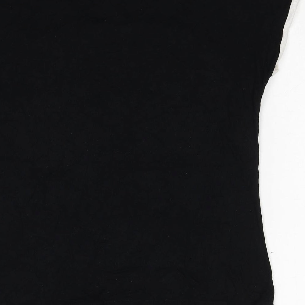 Marks and Spencer Womens Black Viscose Basic T-Shirt Size 10 Round Neck