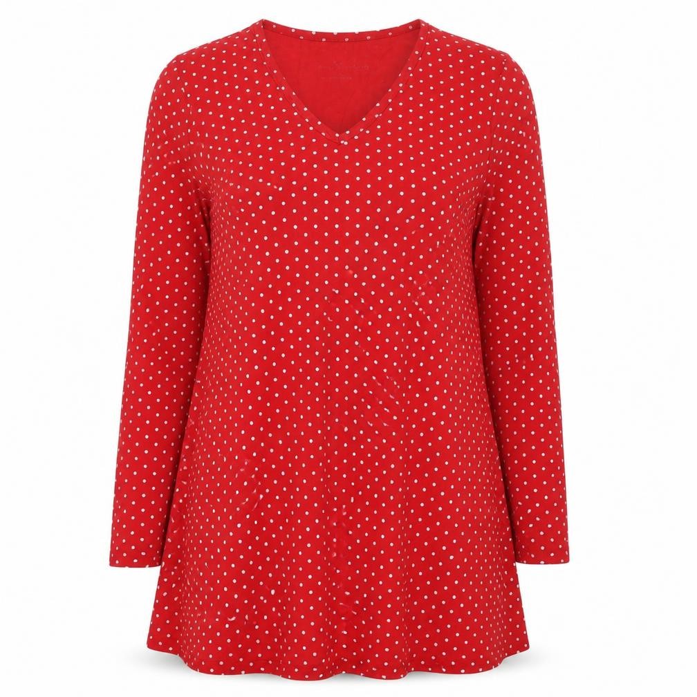 Pretty Secrets Womens Red Polka Dot Cotton Top Dress Size 12 Pullover - Size 12-14