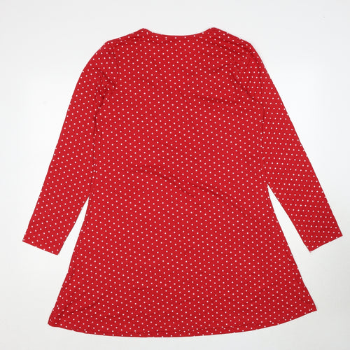 Pretty Secrets Womens Red Polka Dot Cotton Top Dress Size 12 Pullover - Size 12-14