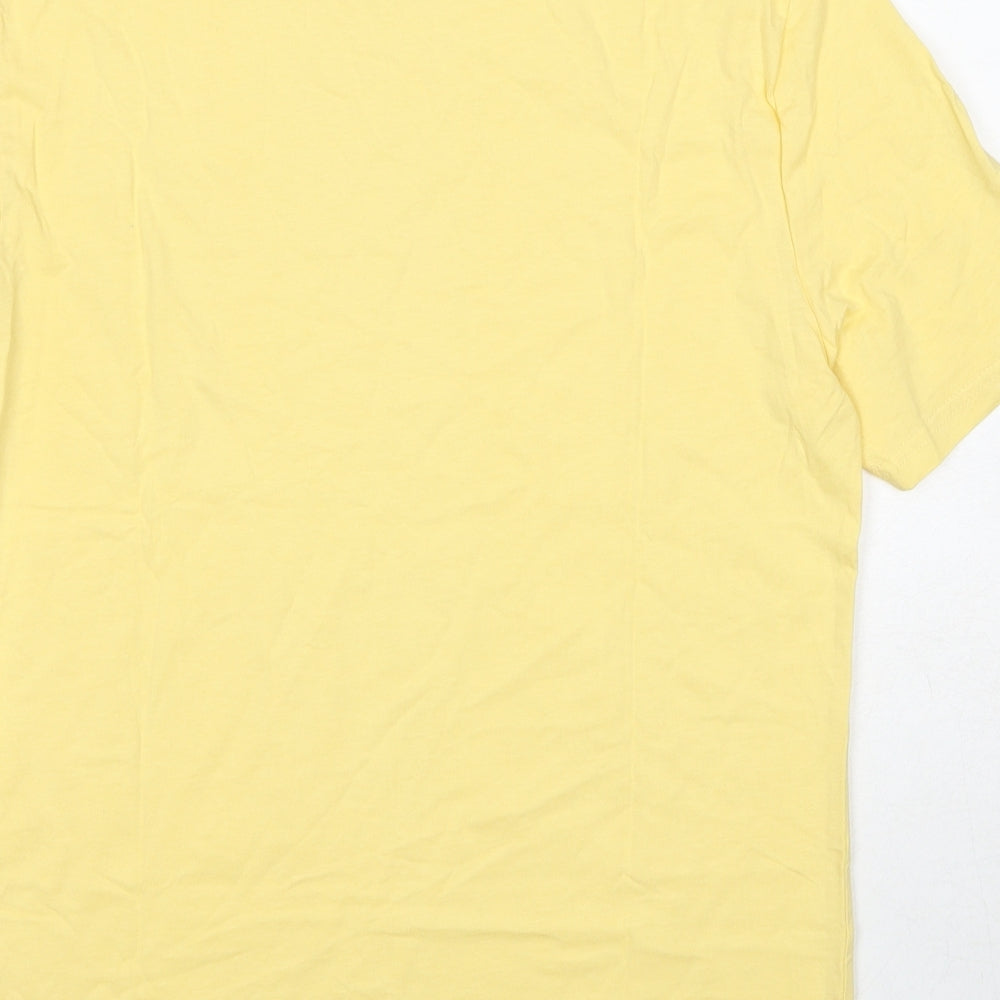Marks and Spencer Womens Yellow Cotton Basic T-Shirt Size S Crew Neck