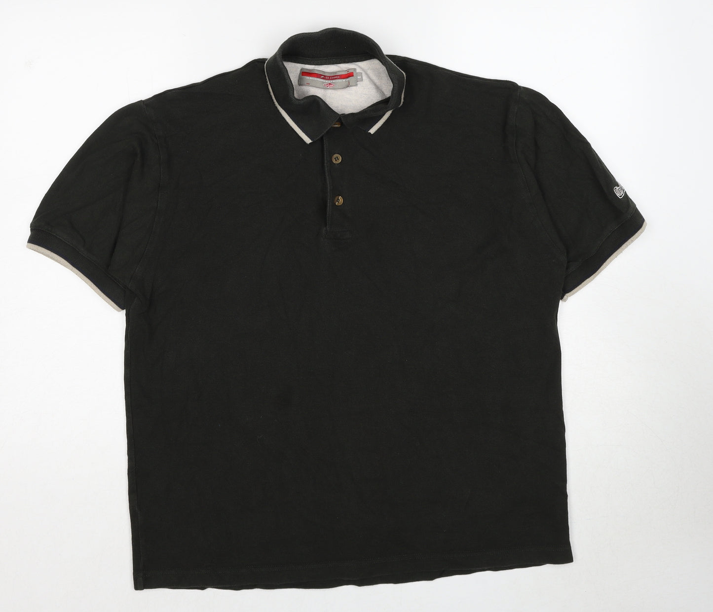 Lee Cooper Mens Green Cotton Polo Size M Collared Pullover