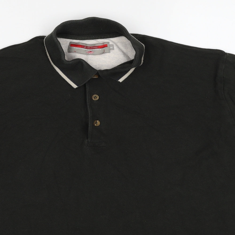 Lee Cooper Mens Green Cotton Polo Size M Collared Pullover