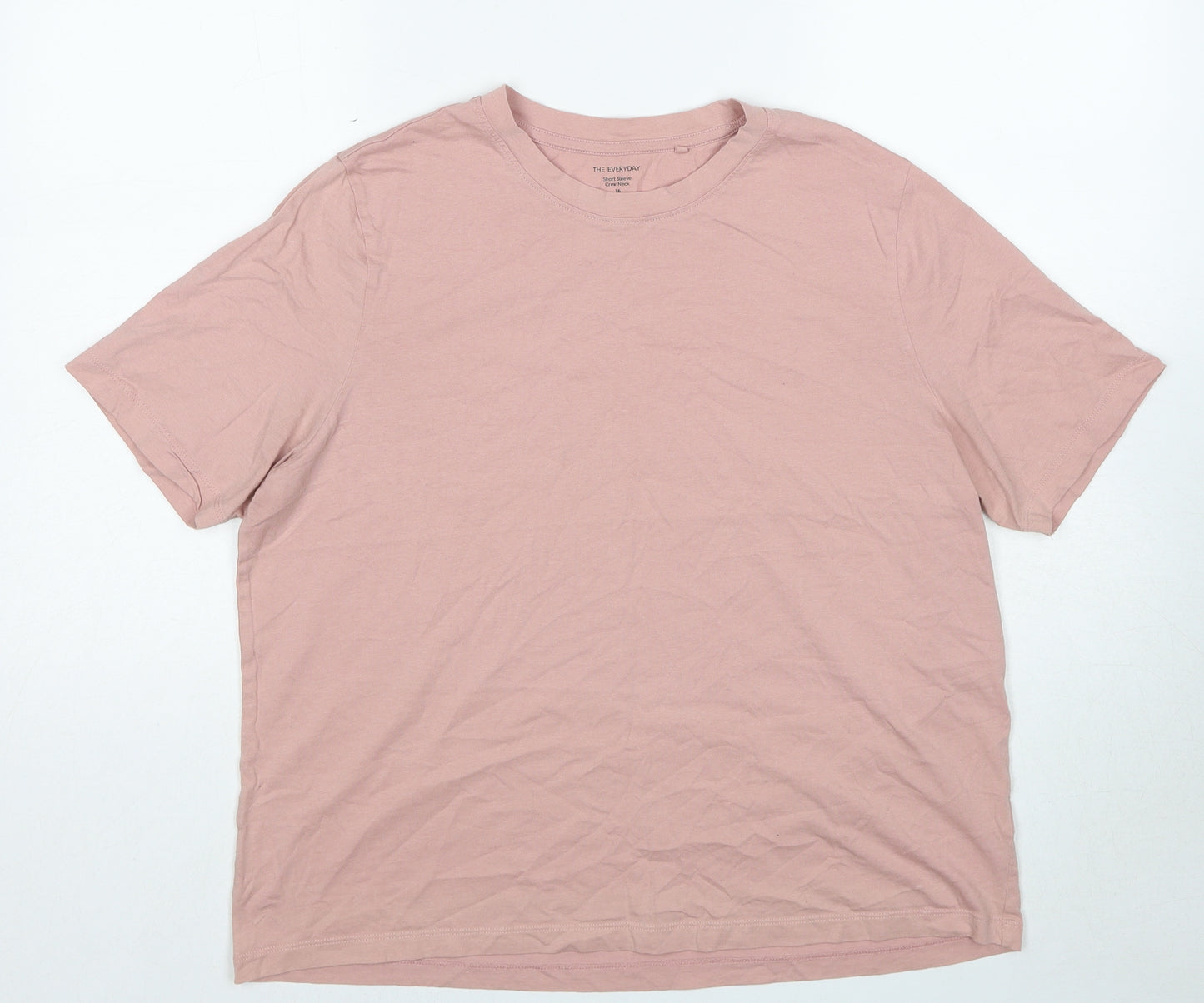 Marks and Spencer Womens Pink Cotton Basic T-Shirt Size 16 Crew Neck