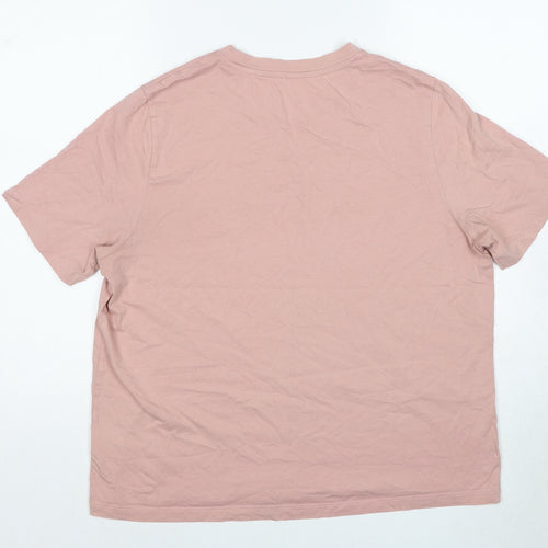 Marks and Spencer Womens Pink Cotton Basic T-Shirt Size 16 Crew Neck