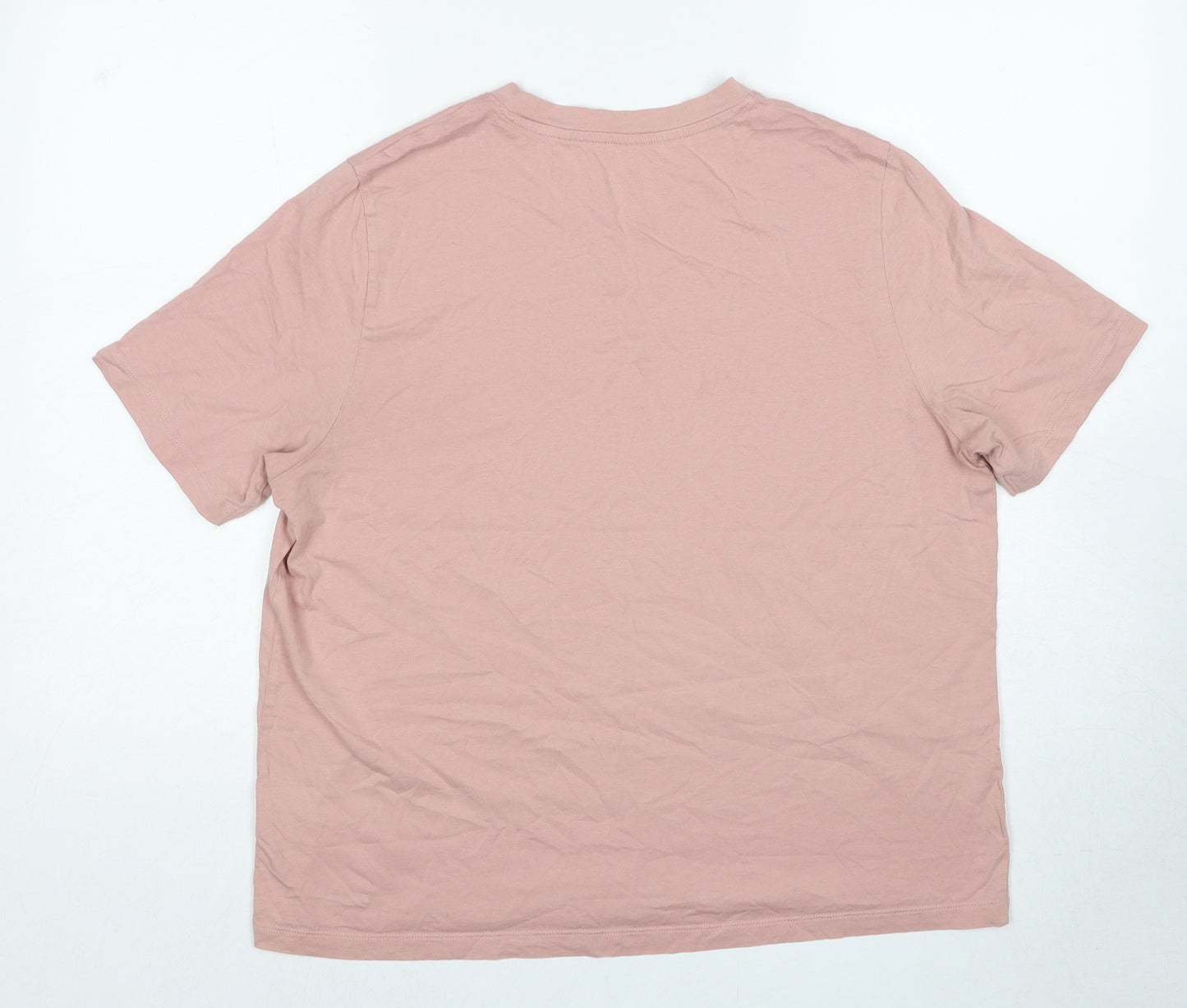 Marks and Spencer Womens Pink Cotton Basic T-Shirt Size 16 Crew Neck