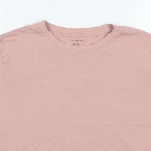 Marks and Spencer Womens Pink Cotton Basic T-Shirt Size 16 Crew Neck