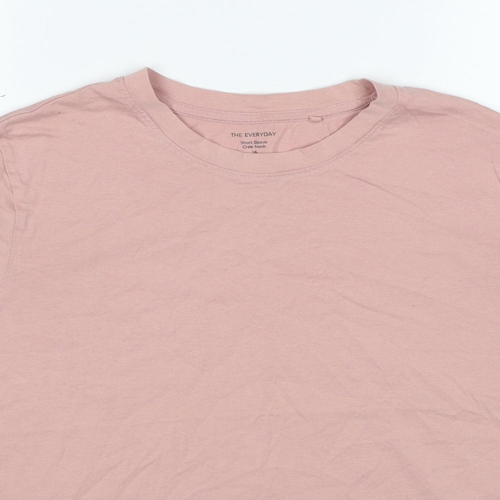 Marks and Spencer Womens Pink Cotton Basic T-Shirt Size 16 Crew Neck