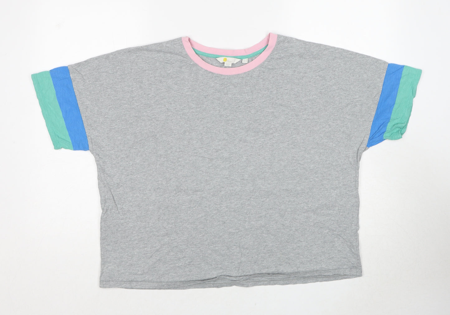 Boden Womens Grey Cotton Basic T-Shirt Size 18 Round Neck