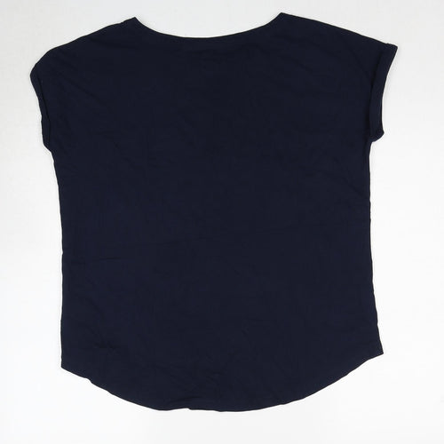 NEXT Womens Blue Cotton Basic T-Shirt Size 14 Boat Neck