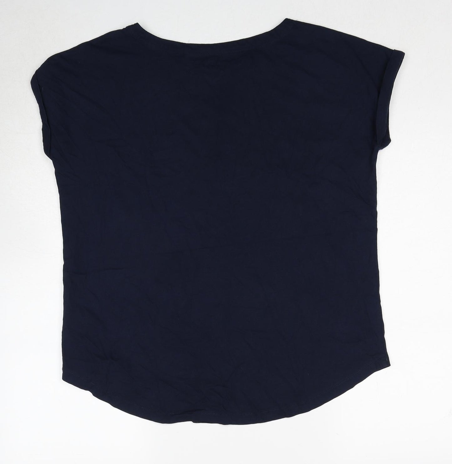 NEXT Womens Blue Cotton Basic T-Shirt Size 14 Boat Neck