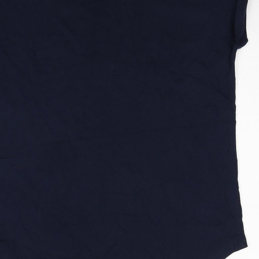 NEXT Womens Blue Cotton Basic T-Shirt Size 14 Boat Neck
