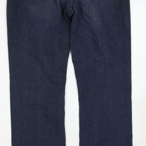John Lewis Womens Blue Cotton Straight Jeans Size 12 Regular Zip