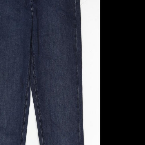 John Lewis Womens Blue Cotton Straight Jeans Size 12 Regular Zip