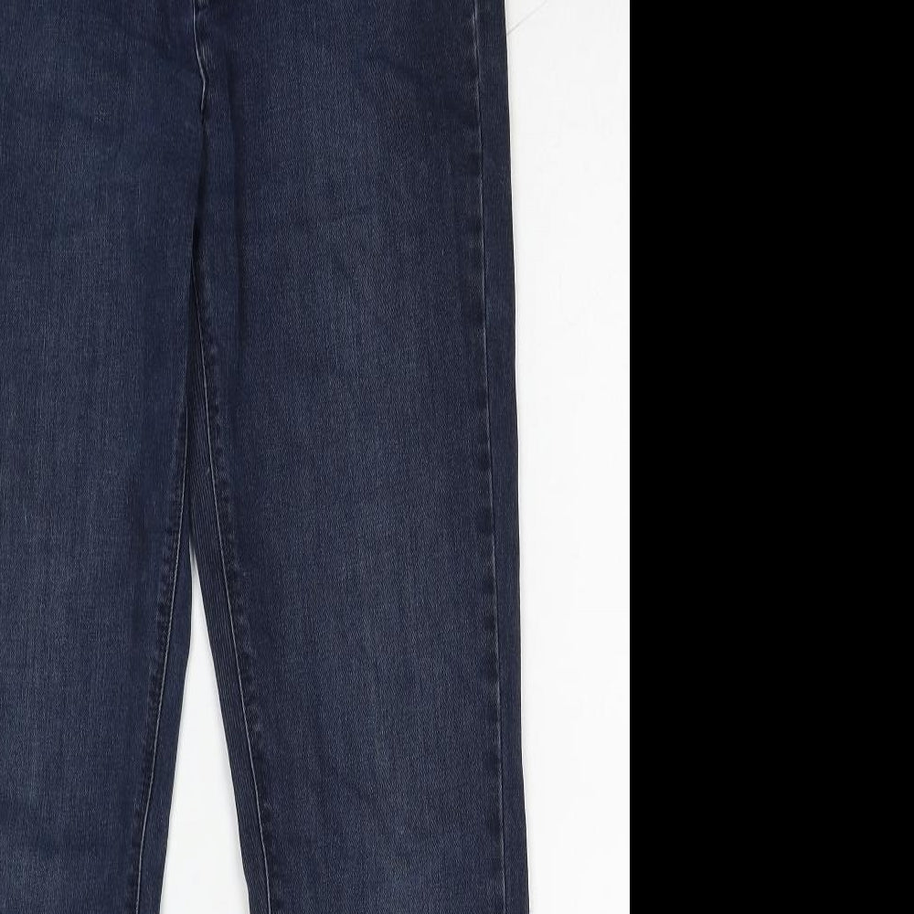 John Lewis Womens Blue Cotton Straight Jeans Size 12 Regular Zip