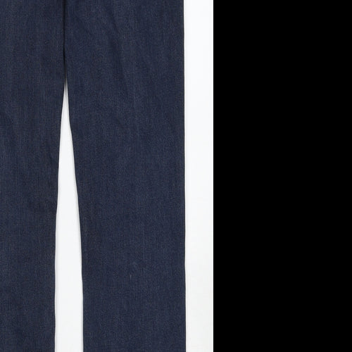 John Lewis Womens Blue Cotton Straight Jeans Size 12 Regular Zip