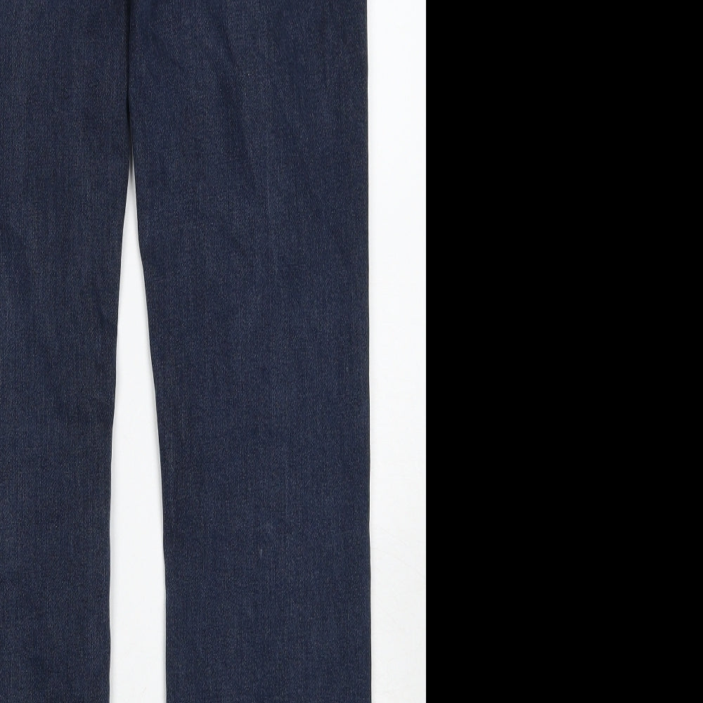 John Lewis Womens Blue Cotton Straight Jeans Size 12 Regular Zip