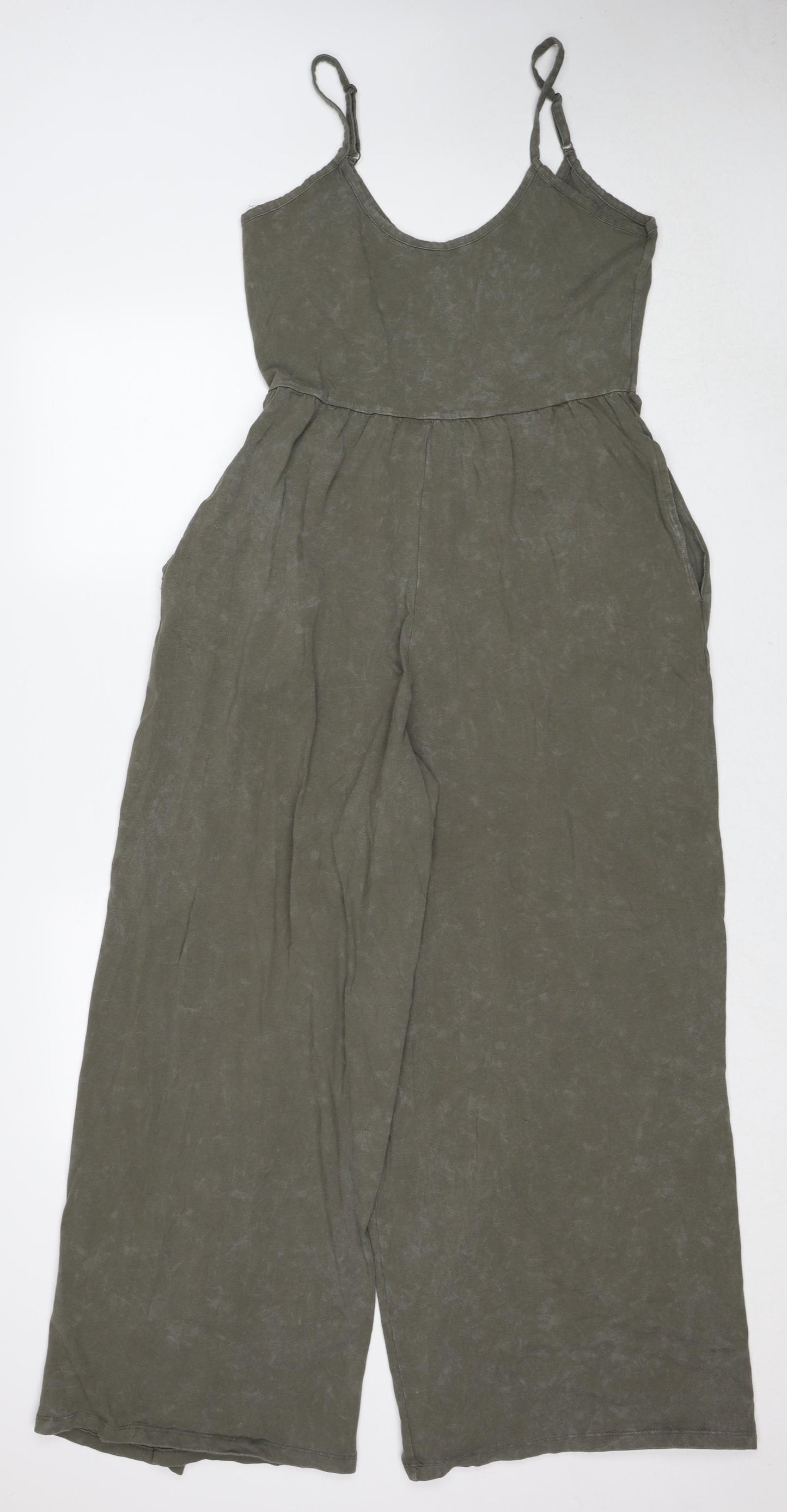 ASOS Womens Green Cotton Jumpsuit One-Piece Size 14 Pullover