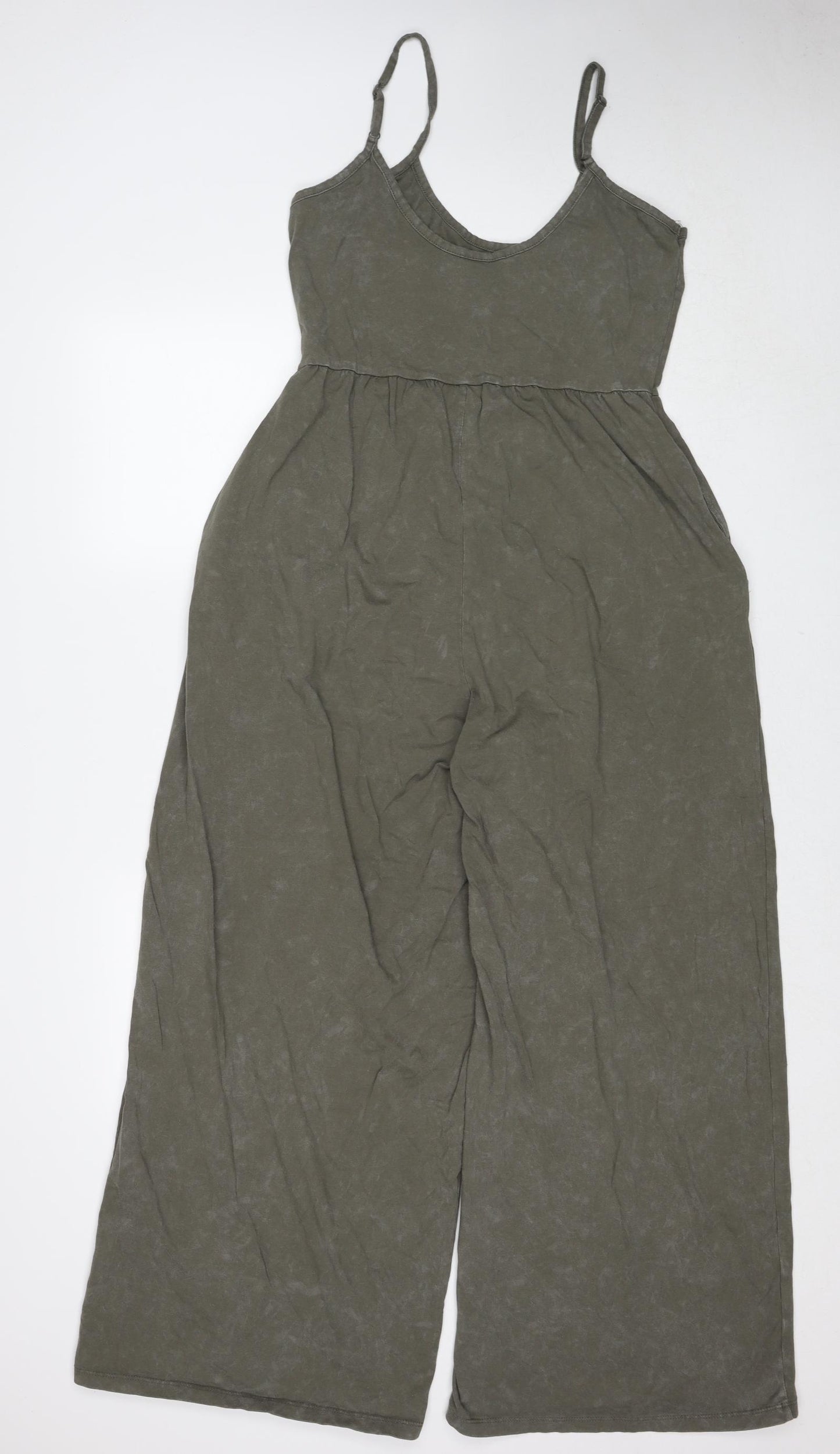 ASOS Womens Green Cotton Jumpsuit One-Piece Size 14 Pullover