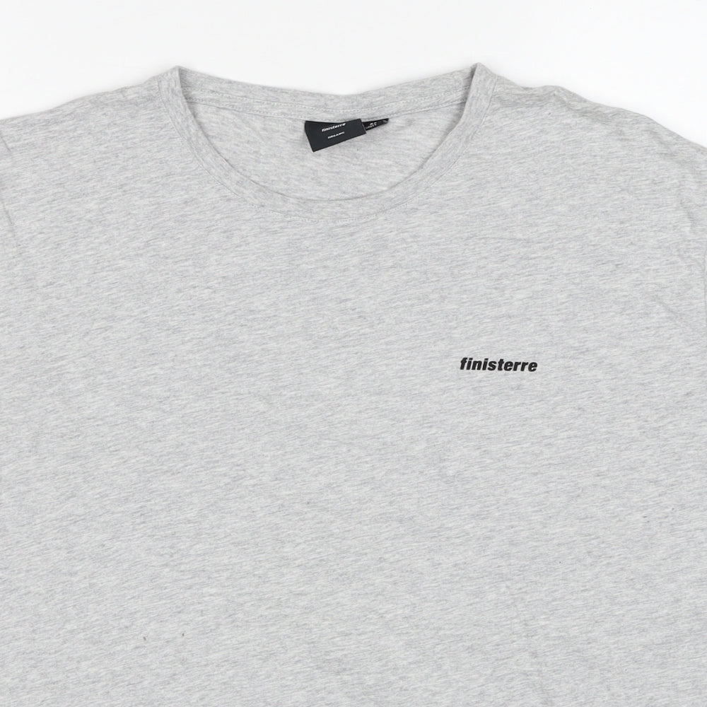 Finisterre Mens Grey Cotton T-Shirt Size M Round Neck