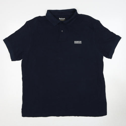 Barbour Mens Blue Cotton Polo Size 2XL Collared Pullover