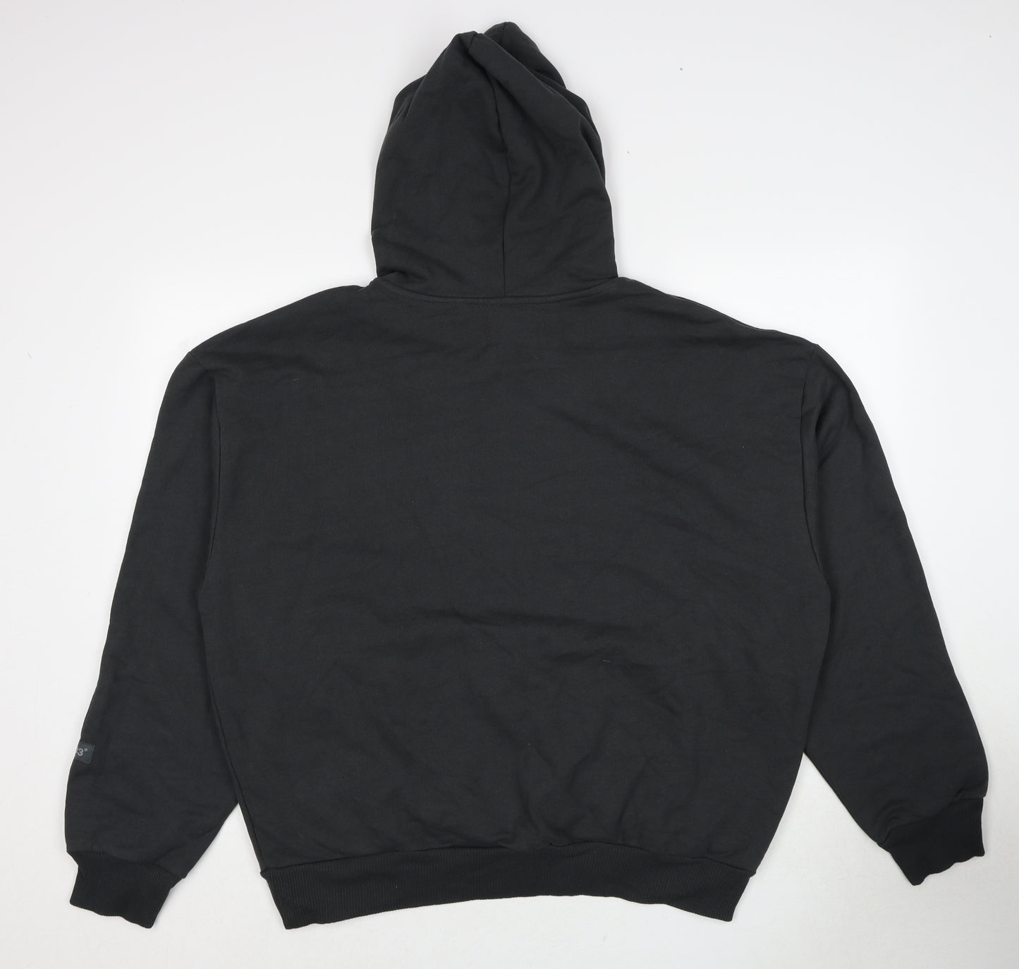 River Island Mens Black Cotton Pullover Hoodie Size L