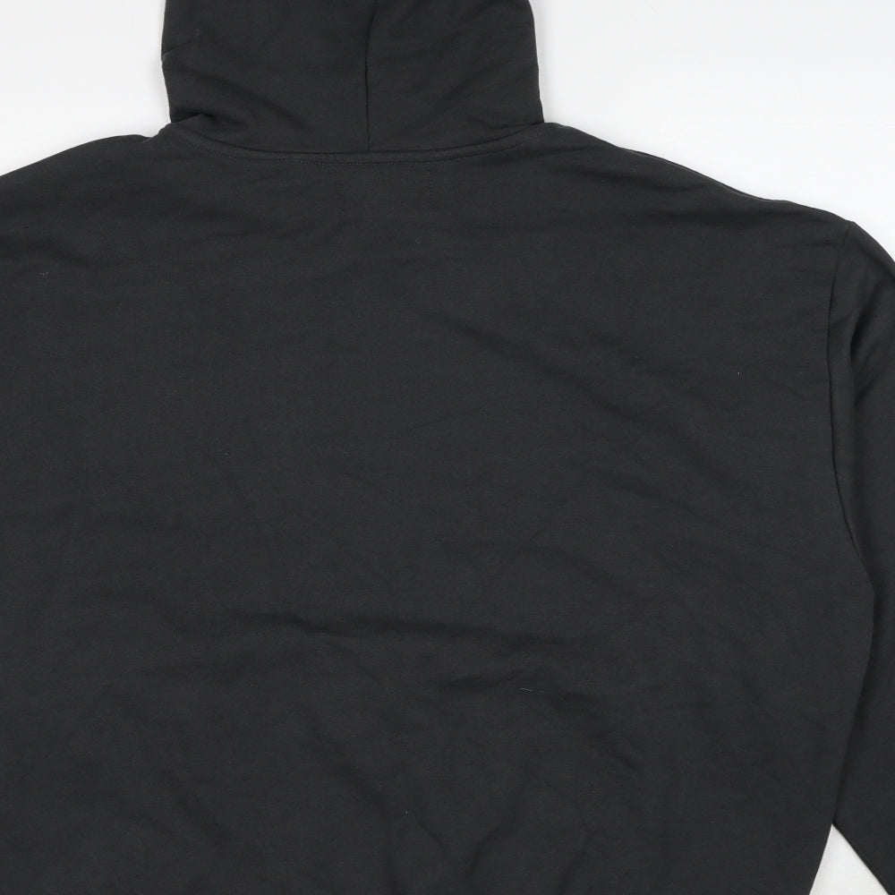 River Island Mens Black Cotton Pullover Hoodie Size L