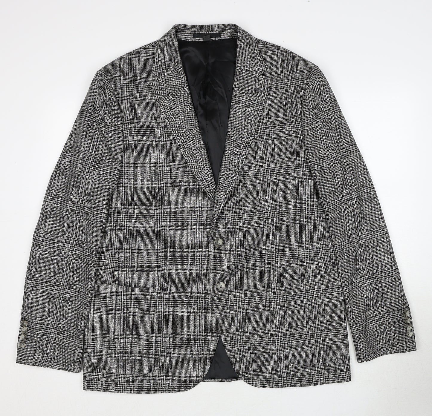 Marks and Spencer Mens Grey Plaid Viscose Jacket Suit Jacket Size 42 Regular