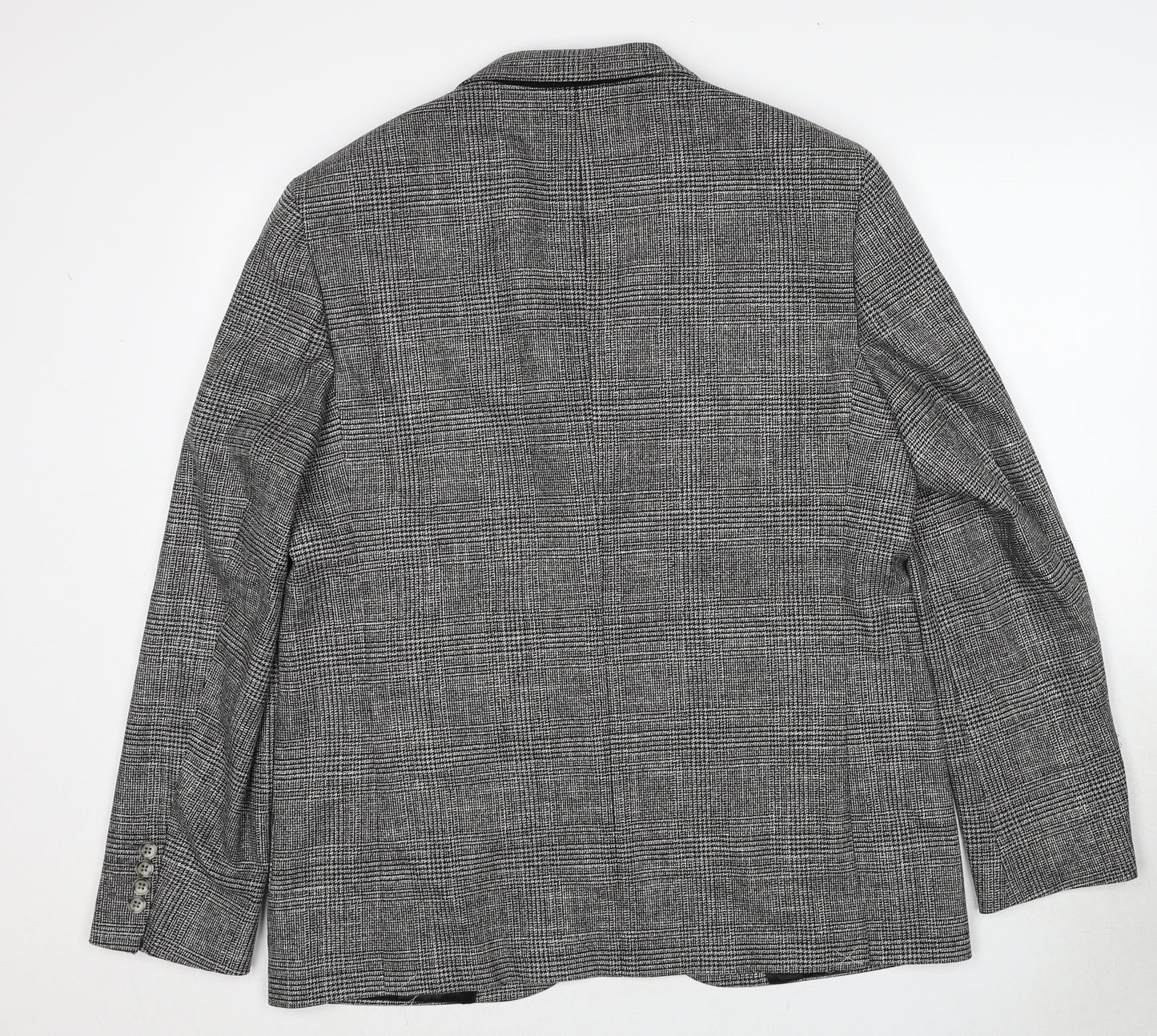 Marks and Spencer Mens Grey Plaid Viscose Jacket Suit Jacket Size 42 Regular