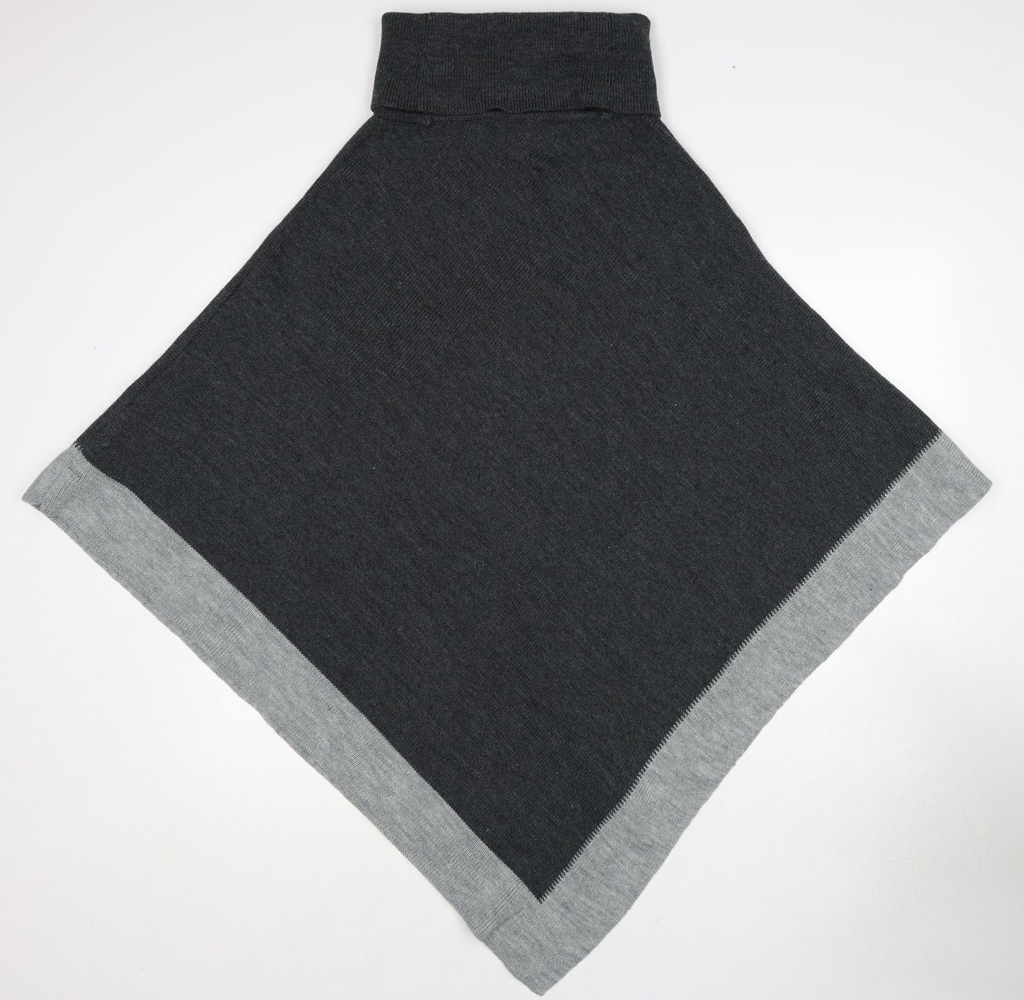 Debenhams Womens Grey Roll Neck Acrylic Pullover Jumper One Size - Poncho