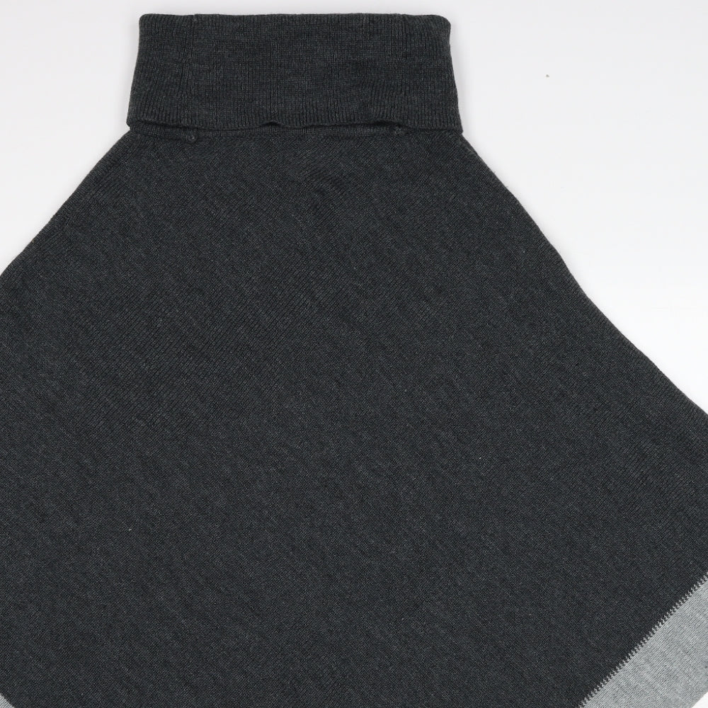 Debenhams Womens Grey Roll Neck Acrylic Pullover Jumper One Size - Poncho
